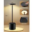 2Pcs Cordless Table Lamps, Rechargeable 1200mAh Battery Powered Outdoor Table Lamps for Restaurant, Patio, Bedroom, Bedside Night Lamp, Black