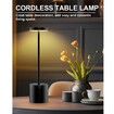 2Pcs Cordless Table Lamps, Rechargeable 1200mAh Battery Powered Outdoor Table Lamps for Restaurant, Patio, Bedroom, Bedside Night Lamp, Black