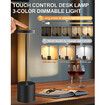 2Pcs Cordless Table Lamps, Rechargeable 1200mAh Battery Powered Outdoor Table Lamps for Restaurant, Patio, Bedroom, Bedside Night Lamp, Black