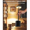 2Pcs Cordless Table Lamps, Rechargeable 1200mAh Battery Powered Outdoor Table Lamps for Restaurant, Patio, Bedroom, Bedside Night Lamp, Black