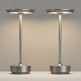 2 Pcs Cordless Table Lamps Rechargeable, 2000mAh Portable LED Table Light, for Patio, Restaurant, Home, Outdoor, Silver