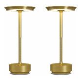 2 Pcs Cordless Table Lamps Rechargeable, 2000mAh Portable LED Table Light, for Patio, Restaurant, Home, Outdoor, Gold