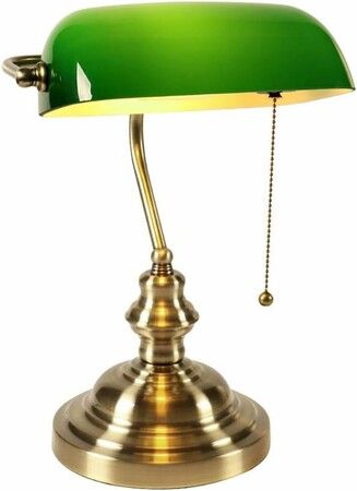 Vintage Desk Lamp, Glass Desk Lamp, Table Lamp Bankers Lamp, Table Lamps with Green Glass Shade, Suitable for Home Office Study Room Library Workplace