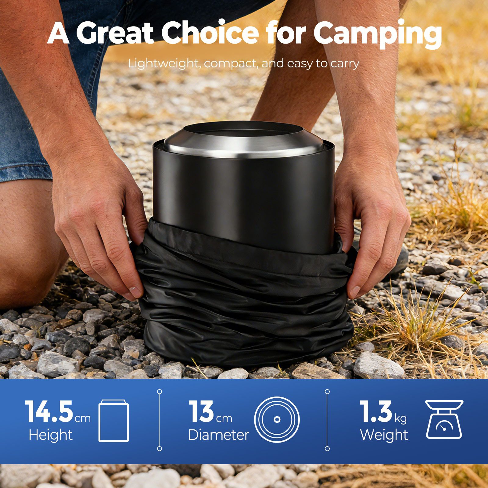 Tabletop Stove Fire Pit Smokeless Wood Burning Campfire Fireplace Outdoor Portable Patio Hiking Camping Stainless Steel Stand Carry Bag 14.5x13cm