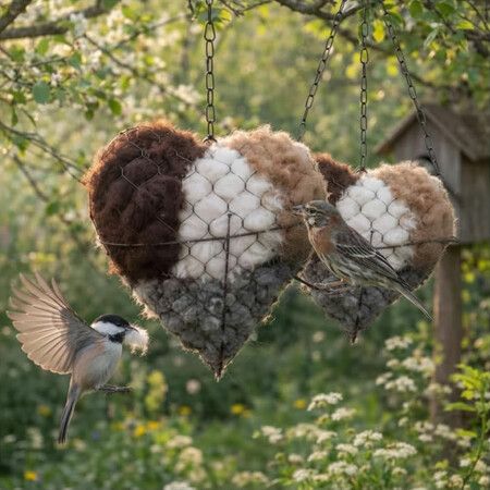 Handmade Alpaca Fiber Bird Nesting,Birds Nests Material Holder,Winter Tree Shelter for Wild Bird,Hummingbird Houses Nest Boxes Gifts 2 Pcs