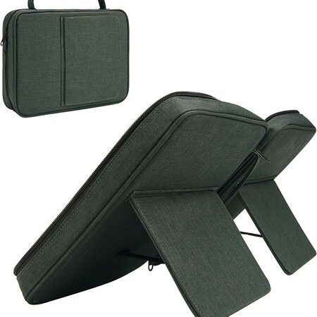 Bible Case Carrying Church Bag with Book Stand, Bible Bag with Handle Zipper and Multi-Pockets for Scripture Study Bible Protector Gray