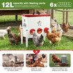 Chicken Bird Feeder 12L Automatic Gravity Food Dispenser 6 PVC Ports Poultry Chook Feeding Water Rat Rodent Proof Galvanised Steel Height Adjustable