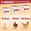 Chicken Bird Feeder 12L Automatic Gravity Food Dispenser 6 PVC Ports Poultry Chook Feeding Water Rat Rodent Proof Galvanised Steel Height Adjustable