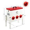 Chicken Bird Feeder 12L Automatic Gravity Food Dispenser 6 PVC Ports Poultry Chook Feeding Water Rat Rodent Proof Galvanised Steel Height Adjustable