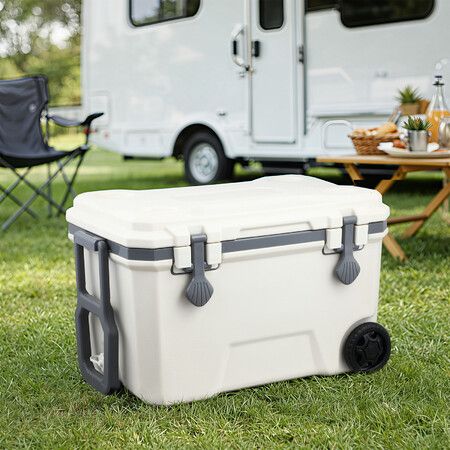 36L Portable Cooler Box Wheeled Insulated Hard Ice Chest Lunch Coolbox Drinks Food Storage Container for Home Outdoor Caravan Picnic Camping Fishing