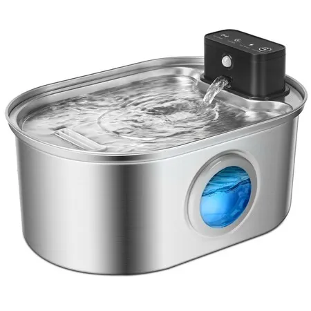 3.2L Cordless Cat Water Fountain Automatic Stainless Steel with Motion Sensor,Rechargeable Battery Operated Cat Water Dispenser