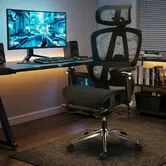 Mesh Office Chair Ergonomic High Back Comfortable Gaming Computer Work Study Desk Recliner Executive Adjustable Armrest Lumbar Support Footrest Black