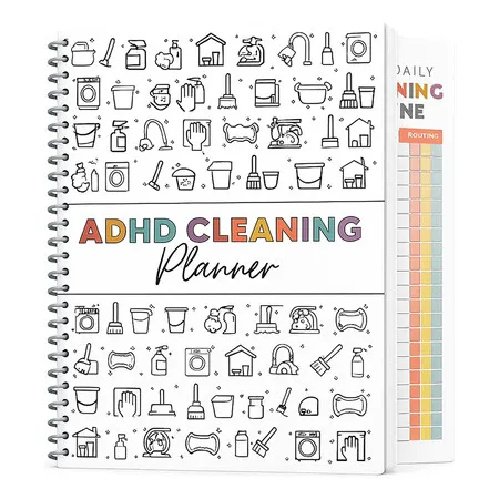 ADHD Cleaning Planner for Men Women, Undated Daily, Weekly and Monthly Cleaning Schedule and Checklist, Household Chores Organizer Notebook