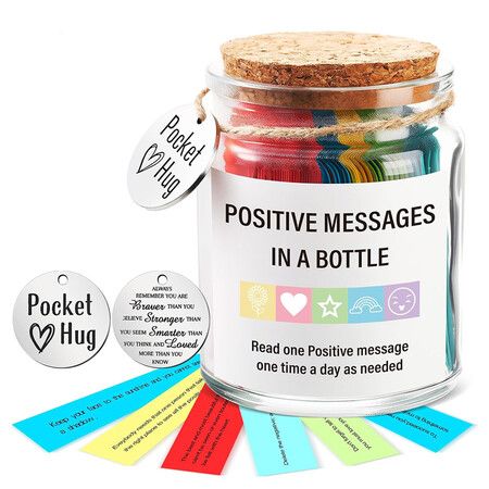 90 Positive Messages in a Jar, Positive Affirmation Christmas Gifts for Women, Daily Inspirational Messages in a Jar for Self Care