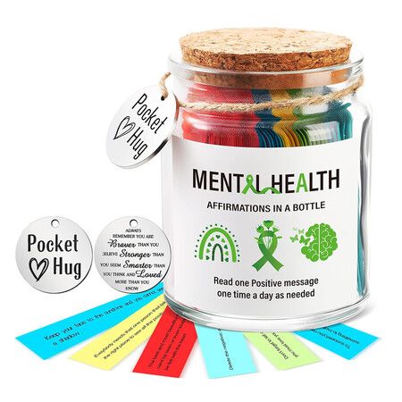 90 Mental Affirmation Messages Jar, Positive Affirmation Gifts for Women, Daily Positive Affirmations Jar for Anxiety, Self Care
