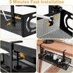 Cable Management Under Desk Cable Management No Drill,Metal Cable Organiser with Clamp for Standing Desk,Cord Organiser for Home Office,Black