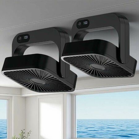 Magnetic Cruise Ship Approved Fan,5000mAh Battery Operated Portable Fan with 5 Speeds,Magnetically Sticks on Cabin Ceilings and Walls,2 Pack