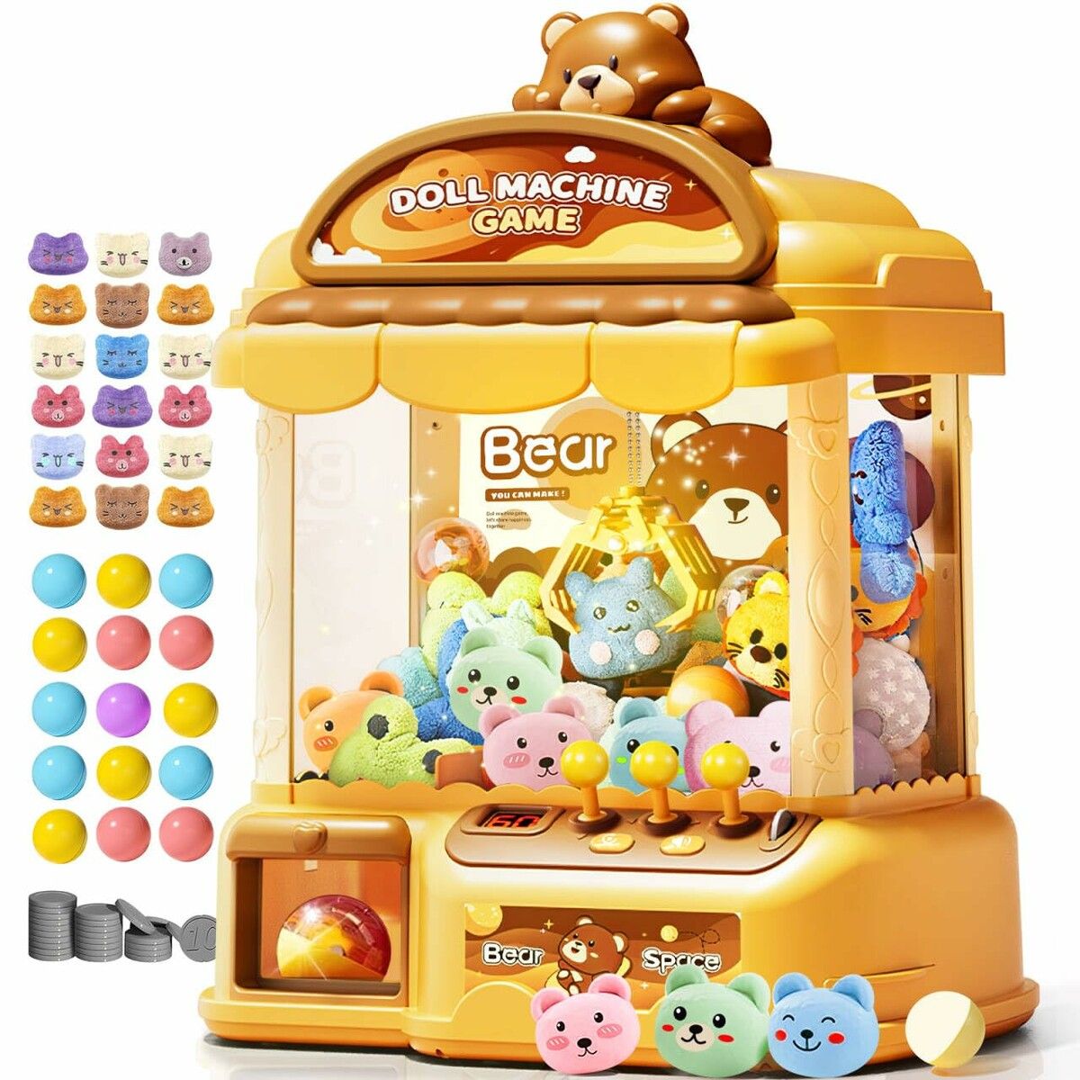 Large Claw Machine,Musical Electronic Arcade Game Console with Adjustable Sound Christmas Birthday Gift for Kids,Includes 30 Toys and 20 Surprise Eggs