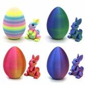 4PCS Easter 3D Printed Bunny Eggs Set 4CM Hinged Rabbit Round Egg Multicolor Crayon Gradient Kids Toys Party Favors Holiday Decor Birthday Gift