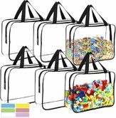 6 Packs Toy Storage Bags with Labels Reusable Clear PVC Board Game Storage,Waterproof Organizer Bags with Zipper for Building Blocks,Puzzles