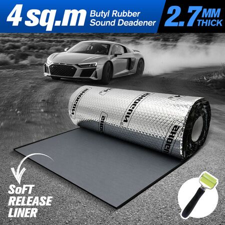 Butyl Sound Deadener Car Noise Insulation Deadening Mat Automotive Shock Proofing Audio Shield Truck Vibration Dampening Rubber 2.7mm 4 SQM 800x50cm