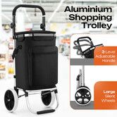 Aluminium Shopping Trolley Cart 55L Foldable Rolling Grocery Adjustable Handle Silent Wheels Lightweight Heavy Duty Portable 50kg Capacity Collapsible
