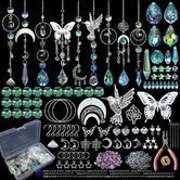 400Pcs DIY Sun Catchers Crystal Making Kit, Creative Owl & Prism Suncatchers, Window Wind Chime Pendant Decor for Home, Office, Garden, Christmas & Wedding