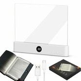 LED Reading Light,Rechargeable Clear Flat Book Light with 3 Colors & Timer,Dimmable Book Lights,Doodleable Panel Plate Lamp Full Page Lights (White)