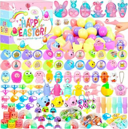 240PCS Easter Basket Stuffers 120PCS EGGS Prefilled Easter Eggs Fidget Toys  Basket Stuffers Party Favors Kids Girls Boys Birthday Gift