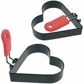 3.5In Heart Egg Cake Ring with Silicone Handle,Egg Cooking Rings for Fried Heart Shaped Egg,English Muffins,Small Pancake,Set of 2 with Silicone Oil Brush