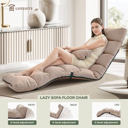 Floor Sofa Bed Couch Chair Single Chaise Lounge Recliner Ground Seat Lounger Sleeping Bedroom Furniture Adjustable Folding Modern Comfortable Pillow