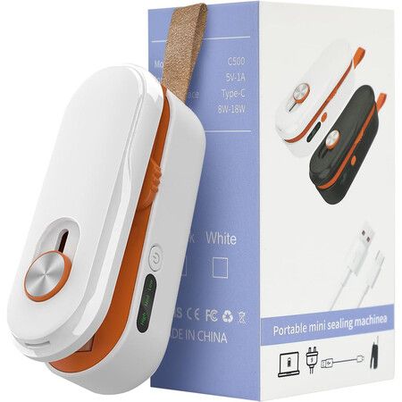 2-In-1 Mini Bag Sealer with Knife,Rechargeable Heat Sealer,3 Modes for Light/Medium/Heavy Bags,Portable Snack Sealer