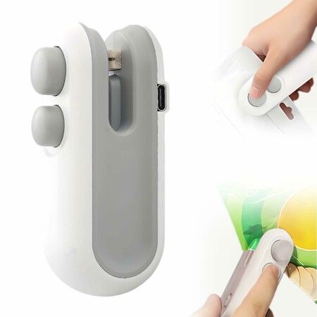 Mini Bag Sealer,2026 Upgraded Portable Bag Resealer Handheld,Mini Bag Sealer with Cutter and Magnet,Vacuum Snack Bag Sealing Machine (White)