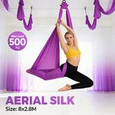 8x2.8m Aerial Silk Yoga Swing Hammock Trapeze Inversion Exercise Gymnastics Antigravity Acrobatic Flying Strength Training Fitness Workout Equipment