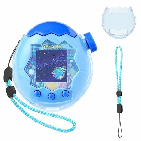For Tamagotchi Paradise Clear Case with Lanyard,Body and Screen Guard for Tamagotchi Paradise Accessories,Transparent Hard Display Box (No Device/Film)