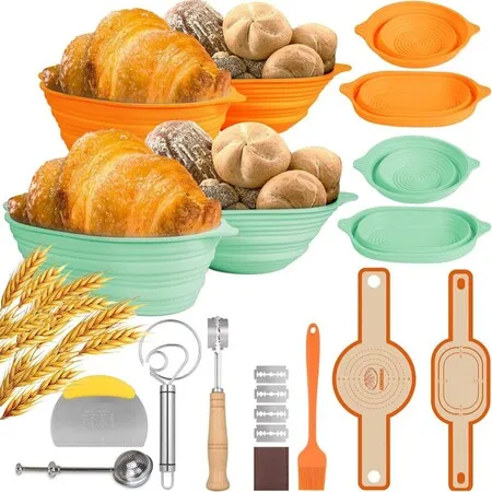 Silicone Banneton Bread Proofing Basket Oval,Sourdough Starter Kit ...
