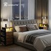 Bedside Table Dresser Chest LED Nightstand Lamp End Cabinet Stand Unit Storage Drawers Shelf Fabric Bags Wooden Bedroom Furniture USB Charging Station
