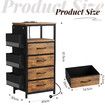 Bedside Table Dresser Chest LED Nightstand Lamp End Cabinet Stand Unit Storage Drawers Shelf Fabric Bags Wooden Bedroom Furniture USB Charging Station