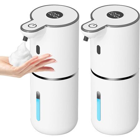 2 Pack Automatic Foaming Soap Dispenser Touchless,USB Rechargeable Smart Hand Soap Dispenser,6-Level Adjustable,12.8oz/380mL