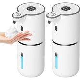 2 Pack Automatic Foaming Soap Dispenser Touchless,USB Rechargeable Smart Hand Soap Dispenser,6-Level Adjustable,12.8oz/380mL