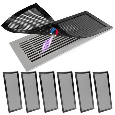 6Pcs Magnetic Floor Vent Covers 5.5 X 12 Inch,Magnetic Vent Screen Cover For Floor Register,Pvc Magnetic Vent Mesh For Home,Wall
