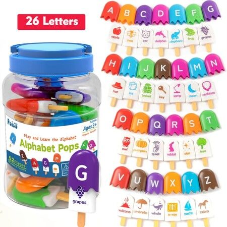 Alphabet Learning Toy Ice Cream Shape Educational Playset for Kids Age 3+ Plastic Interactive Development Tools Sensory Toys