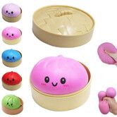 Dumpling Squishies Toy,Giant Glitter Dumpling,Colorful Dumplings Stress Balls Fidget Sensory Toy,Squeeze Dough Ball Stress Relief Hand Toys (Pink)