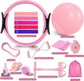 Pilates Ring Essentials Kit for Women,Exercise Equipment Set for Home with Yoga Ball Resistance Bands Accessories Pilates Leg Arms and Thigh Set