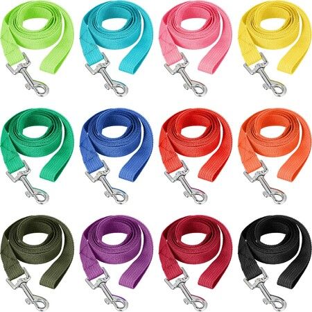12 Pcs Nylon Puppy Training Leash Bulk 5ft Dog Leash for House Line 12 Colors Puppy Line Traction Rope for Dog Training,Play,Camping