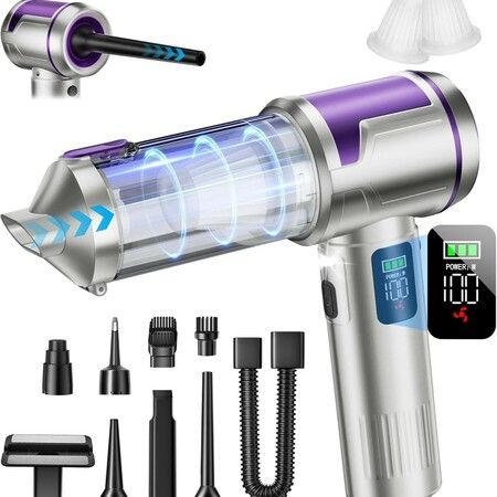 Handheld Car Vacuum Portable Cordless 22000Pa Power Suction Vacuum Cleaner Air Duster with LED Light for Car Cleaning Home,Office,Pet Hair Multi-Nozzle