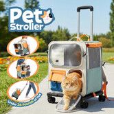 Dog Cat Carrier Stroller Pet Backpack Soft Sided Crate Travel Carry Bag Portable Animal Puppy Trolley Kennel Case Folding Luggage Suitcase with Wheels
