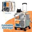 Dog Cat Carrier Stroller Pet Backpack Soft Sided Crate Travel Carry Bag Portable Animal Puppy Trolley Kennel Case Folding Luggage Suitcase with Wheels