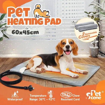 Pet Dog Heating Pad Heated Cat Bed Blanket Waterproof Electric Heater 60x45cm Kitten Puppy Bunny Warming Mat Cushion for Crate Carrier House Kennel
