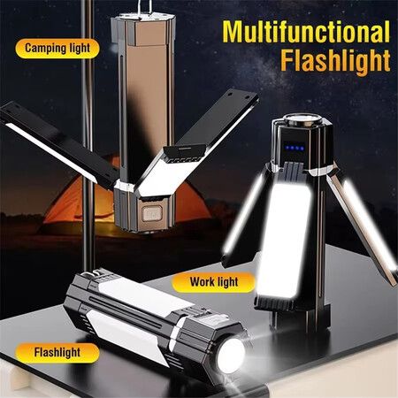 Portable Foldable LED Outdoor Tent Lamp Waterproof Camping Light USB Rechargeable Emergency Night Market Worket Light Flashlight